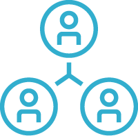 Icon with three individuals connected by lines